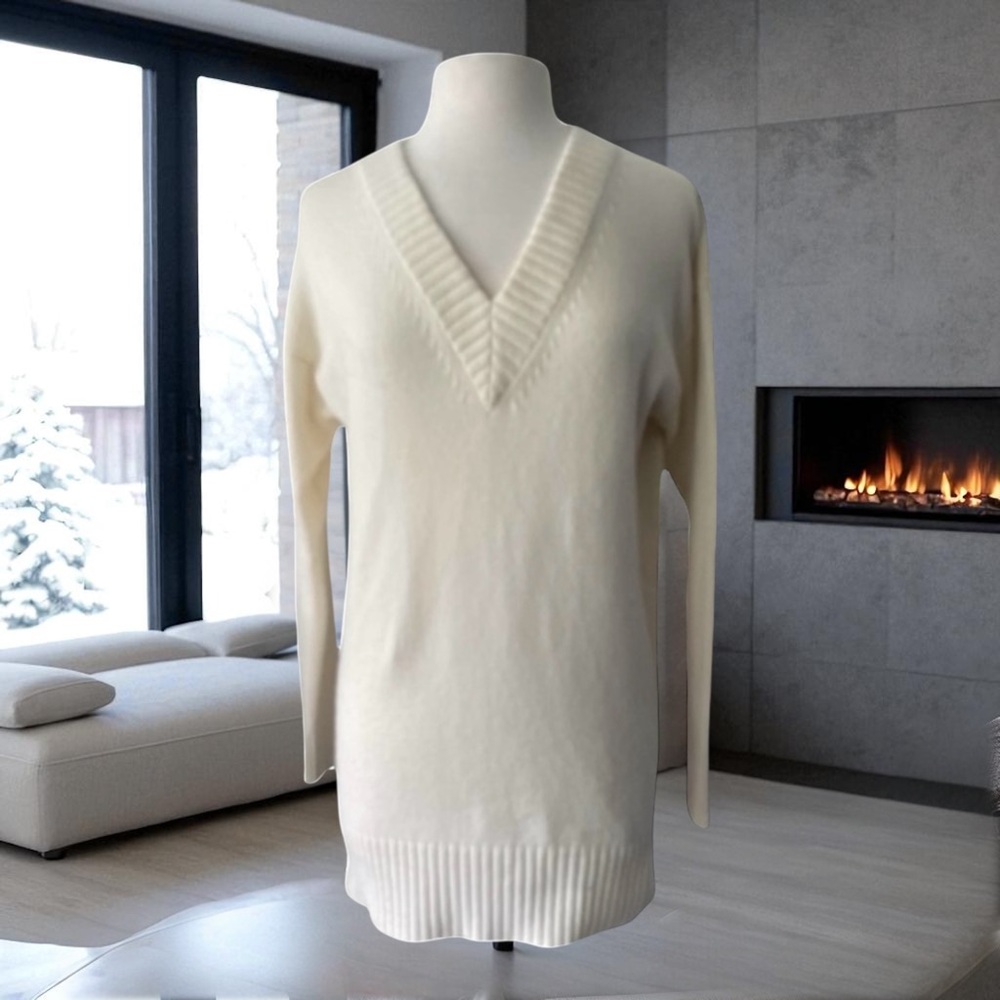 ATHLETA CASHMERE WOOL BLEND OVERSIZED SWEATER IVORY DOVE Size XXS